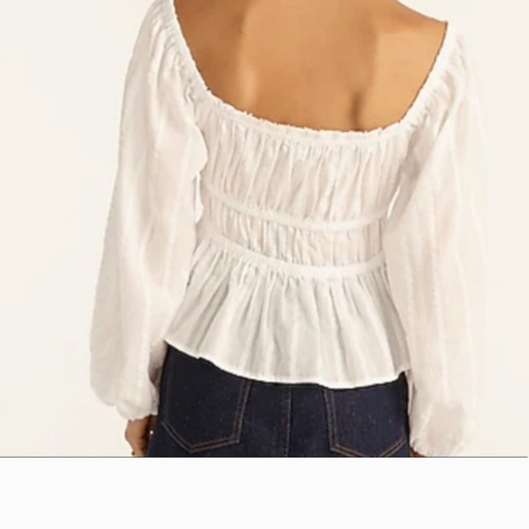 J.Crew Puff-sleeve Textured Cotton Top - Picture 3 of 4